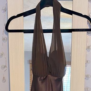 Vintage satin floor length brown special occasion dress in 💯 perfect condition